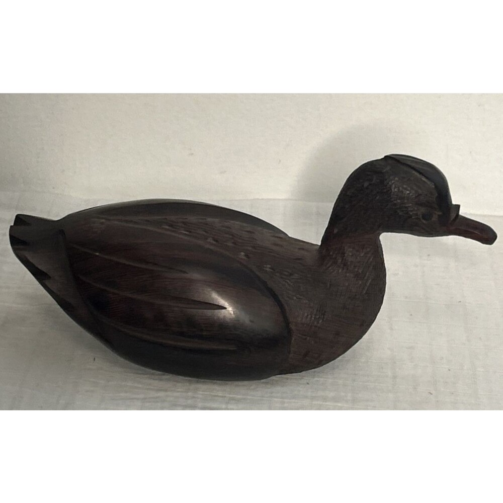 Vintage Ironwood Duck Decoy hand carved heavy detailed
